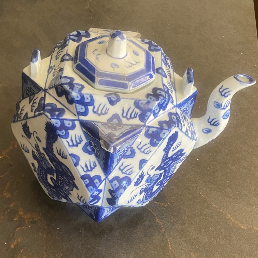 Artistic Blue and White Ceramic Teapot